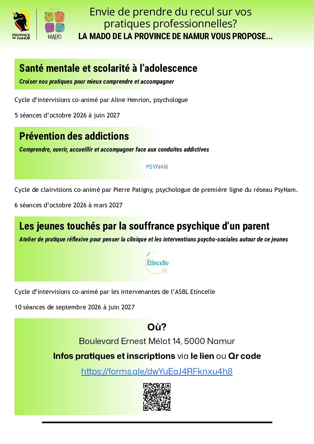 Cycle d&rsquo;intervisions « Santé mentale et scolarité à l’adolescence : Croiser nos pratiques pour mieux comprendre et accompagner. »